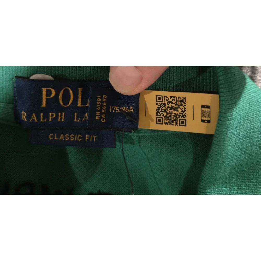 NWT Polo Ralph Lauren Men's M Classic-Fit Peace Climb Love Green Polo Shirt Embr